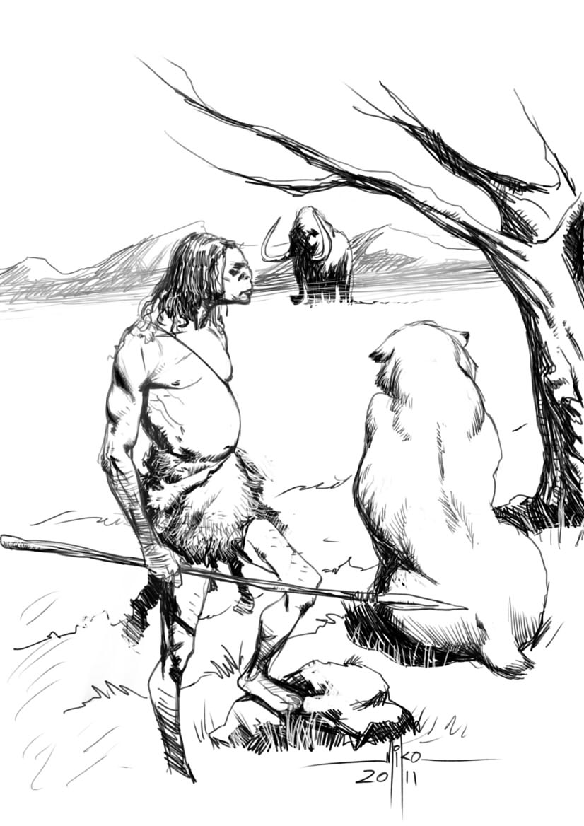 Нарисовать первобытного. Охота на Мамонтов первобытных людей. Первобытная охота. Древний человек рисунок карандашом. Рисунок древнего человека на охоте.